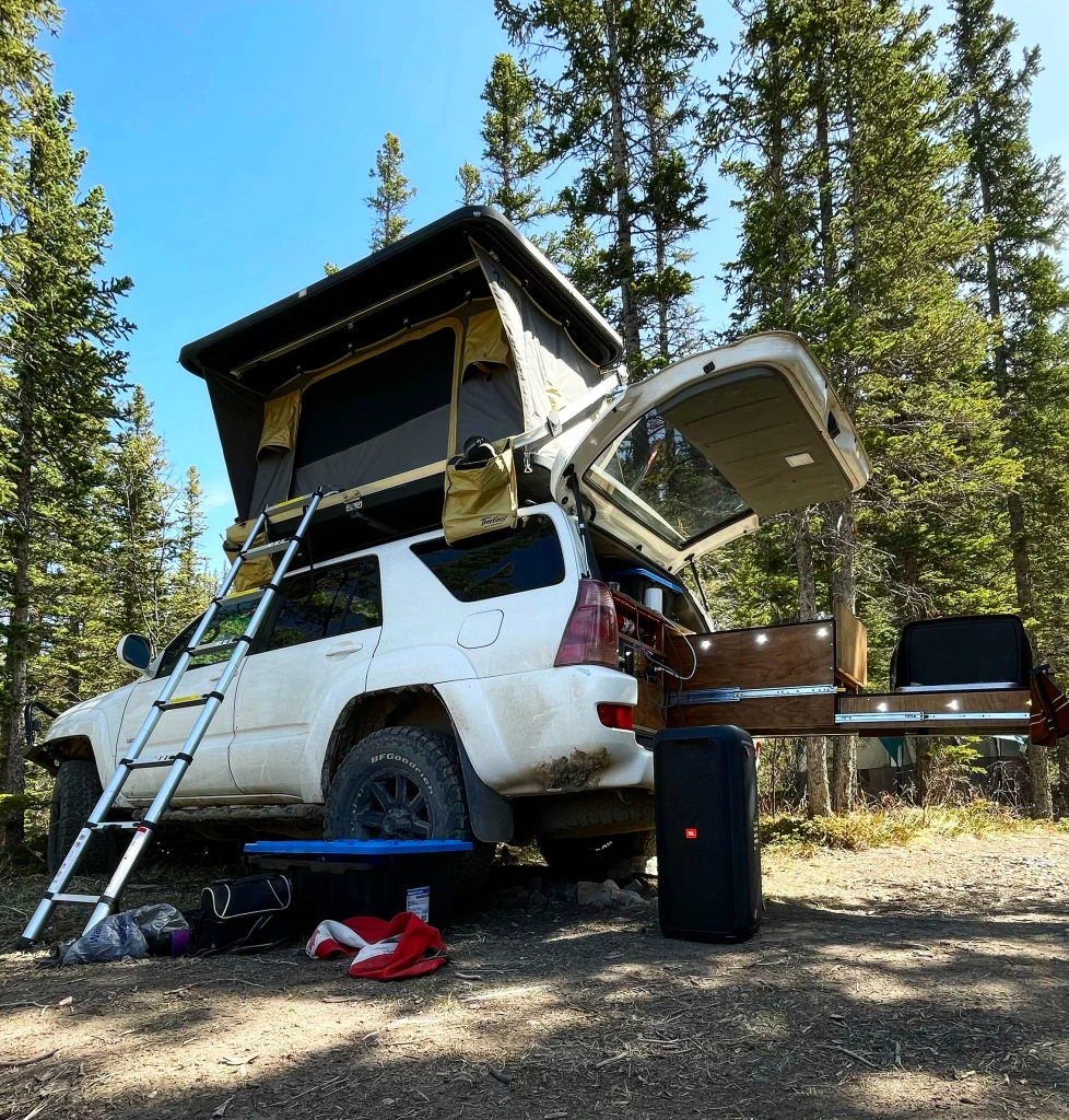 Camping set up for a three day trip. Notice the effectiveness of space used. 